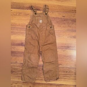 Carhartt Kids Tan Canvas Overalls with Reinforced Knees